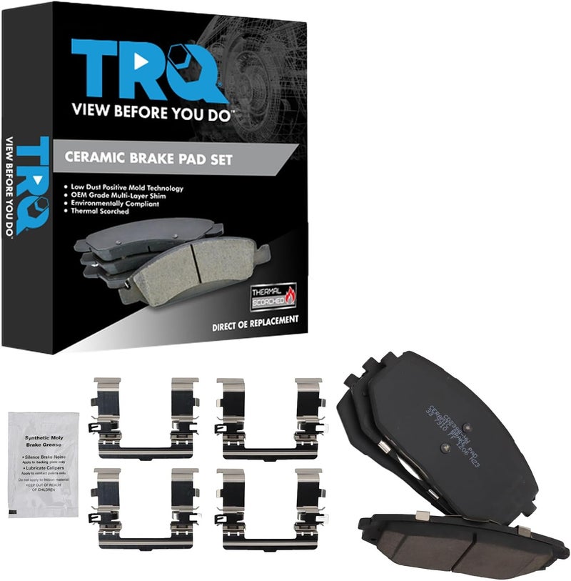 TRQ وسادات الفرامل الأمامية السيراميكية متوافقة مع 2022-2023 هيونداي توكسون 2023 كيا سبورتاج - Image 1